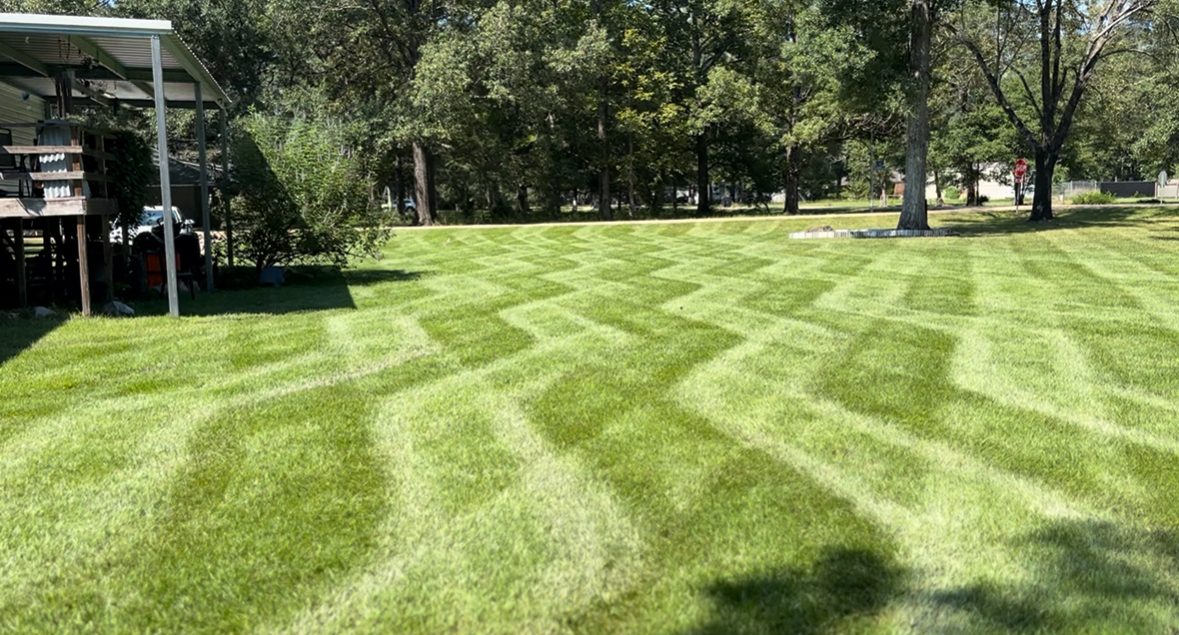 Striped lawn mowing in Central LA by Clean Cut Property Maintenance